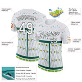 Custom Green White-Black 3D Pickleball Paddles Balls Floral Performance T-Shirt