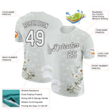Custom Gray White-Black 3D Pickleball Paddles Balls Floral Performance T-Shirt
