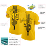 Custom Yellow Black 3D Pickleball Paddles Balls Performance T-Shirt