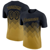 Custom Black Old Gold 3D Pattern Design Gradient Square Shapes Performance T-Shirt