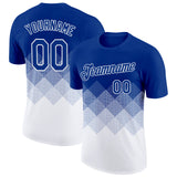 Custom Royal White 3D Pattern Design Gradient Square Shapes Performance T-Shirt