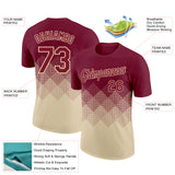 Custom Crimson Cream 3D Pattern Design Gradient Square Shapes Performance T-Shirt