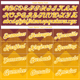 Custom Burgundy Gold-White 3D Pattern Design Gradient Square Shapes Performance T-Shirt