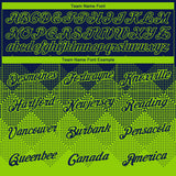 Custom Navy Neon Green 3D Pattern Design Gradient Square Shapes Performance T-Shirt