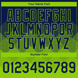 Custom Navy Neon Green 3D Pattern Design Gradient Square Shapes Performance T-Shirt