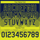 Custom Navy Neon Yellow 3D Pattern Design Gradient Square Shapes Performance T-Shirt