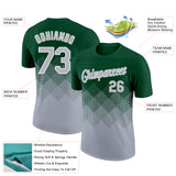 Custom Green Gray-White 3D Pattern Design Gradient Square Shapes Performance T-Shirt