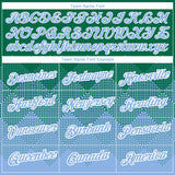 Custom Kelly Green Light Blue-White 3D Pattern Design Gradient Square Shapes Performance T-Shirt
