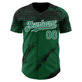 Custom Black Kelly Green-White 3D Pattern Design Splash Grunge Fragment Authentic Baseball Jersey
