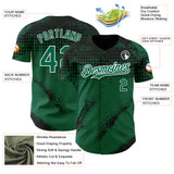 Custom Black Kelly Green-White 3D Pattern Design Splash Grunge Fragment Authentic Baseball Jersey