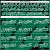 Custom Black Kelly Green-White 3D Pattern Design Splash Grunge Fragment Authentic Baseball Jersey