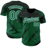 Custom Black Kelly Green-White 3D Pattern Design Splash Grunge Fragment Authentic Baseball Jersey