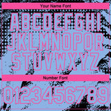 Custom Black Light Blue-Pink 3D Pattern Design Splash Grunge Fragment Authentic Baseball Jersey