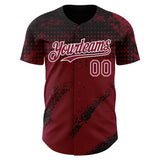 Custom Black Crimson-White 3D Pattern Design Splash Grunge Fragment Authentic Baseball Jersey