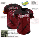 Custom Black Crimson-White 3D Pattern Design Splash Grunge Fragment Authentic Baseball Jersey