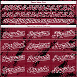 Custom Black Crimson-White 3D Pattern Design Splash Grunge Fragment Authentic Baseball Jersey