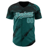 Custom Black Teal-White 3D Pattern Design Splash Grunge Fragment Authentic Baseball Jersey