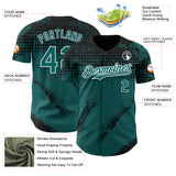Custom Black Teal-White 3D Pattern Design Splash Grunge Fragment Authentic Baseball Jersey