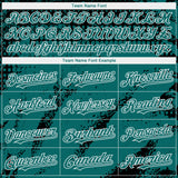 Custom Black Teal-White 3D Pattern Design Splash Grunge Fragment Authentic Baseball Jersey