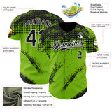 Custom Black Neon Green-White 3D Pattern Design Splash Grunge Fragment Authentic Baseball Jersey