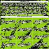 Custom Black Neon Green-White 3D Pattern Design Splash Grunge Fragment Authentic Baseball Jersey