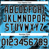 Custom Black Sky Blue-White 3D Pattern Design Splash Grunge Fragment Authentic Baseball Jersey