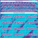 Custom Purple Lakes Blue-White 3D Pattern Design Splash Grunge Fragment Authentic Baseball Jersey