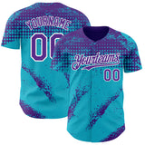 Custom Purple Lakes Blue-White 3D Pattern Design Splash Grunge Fragment Authentic Baseball Jersey