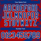 Custom Royal Red-White 3D Pattern Design Splash Grunge Fragment Authentic Baseball Jersey