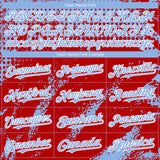 Custom Light Blue Red-White 3D Pattern Design Splash Grunge Fragment Authentic Baseball Jersey