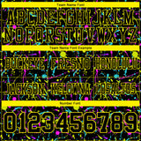 Custom Graffiti Pattern Black-Light Yellow 3D Pattern Splash Authentic Football Jersey