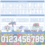 Custom White Light Blue 3D Pattern Colorful Flowers And Mushrooms Psychedelic Hallucination Authentic Football Jersey