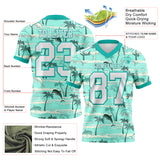 Custom Aqua White 3D Pattern Hawaii Palm Trees Authentic Football Jersey