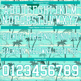 Custom Aqua White 3D Pattern Hawaii Palm Trees Authentic Football Jersey