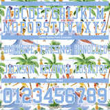 Custom White Light Blue 3D Pattern Beach Hawaii Palm Trees Authentic Football Jersey
