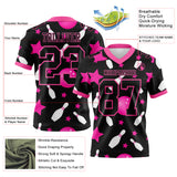 Custom Black Pink 3D Pattern Bowling Mesh Authentic Football Jersey