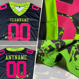 Custom White Black-Pink 3D Pattern Leopard Print Mesh Authentic Football Jersey