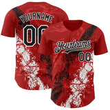 Custom Red Black-White 3D Pattern Design Splash Authentic Baseball Jersey
