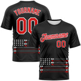 Custom Black Fire Red-White 3D Pattern Design Arrow Archery Bow Target American Flag Performance T-Shirt