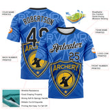 Custom Thunder Blue Black-White 3D Pattern Design Arrow Archery Bow Target Performance T-Shirt