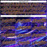 Custom Blue Dark Purple-Gold 3D Pattern Design Outer Space Time Travel Authentic Baseball Jersey