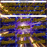 Custom Blue Black-Yellow 3D Pattern Design Outer Space Time Travel Authentic Baseball Jersey