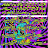 Custom Purple Neon Green 3D Pattern Design Trippy Magic Mushrooms Skull Authentic Baseball Jersey