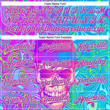 Custom Blue Deep Pink-Ice Blue 3D Pattern Design Trippy Magic Mushrooms Skull Authentic Baseball Jersey
