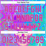 Custom Blue Deep Pink-Ice Blue 3D Pattern Design Trippy Magic Mushrooms Skull Authentic Baseball Jersey