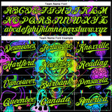 Custom Black Neon Green 3D Pattern Design Trippy Magic Mushrooms Goat Skull Authentic Baseball Jersey