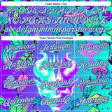 Custom Blue Ice Blue-Purple 3D Pattern Design Trippy Magic Mushrooms Demon Skull Authentic Baseball Jersey