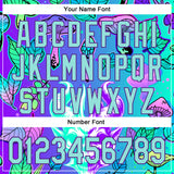 Custom Blue Ice Blue-Purple 3D Pattern Design Trippy Magic Mushrooms Demon Skull Authentic Baseball Jersey