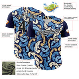 Custom Navy Black-White 3D Pattern Design Burner Costumes Floral Grunge Authentic Baseball Jersey