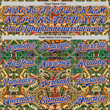 Custom Green Royal White-Orange 3D Pattern Design Burner Costumes Exotic Authentic Baseball Jersey